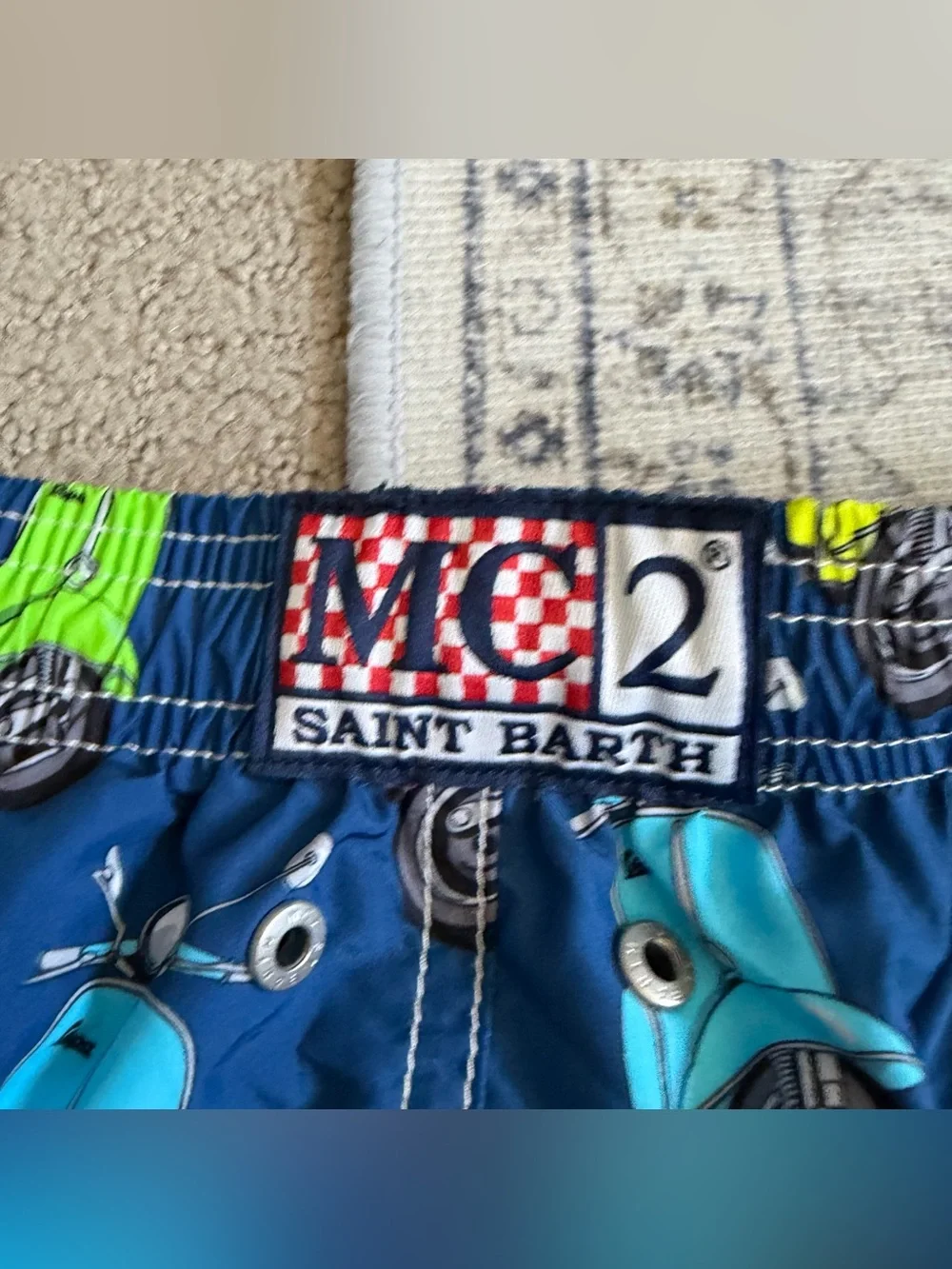MC2 Saint Barth Men’s Vespa Swim Trunks Shorts Sz S Blue Limited Edition NEW NWT